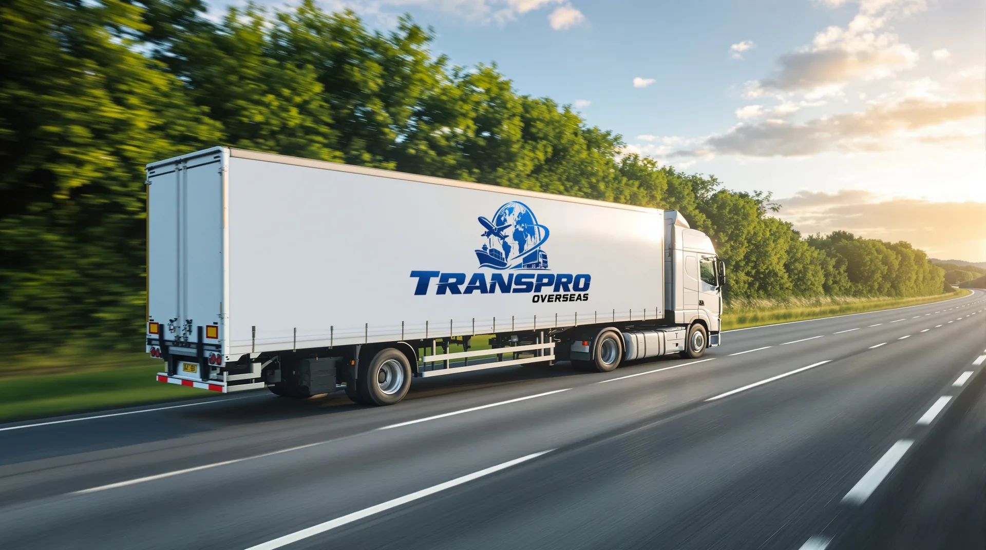 Semi-remorque aux couleurs de Transpro Overseas sur autoroute